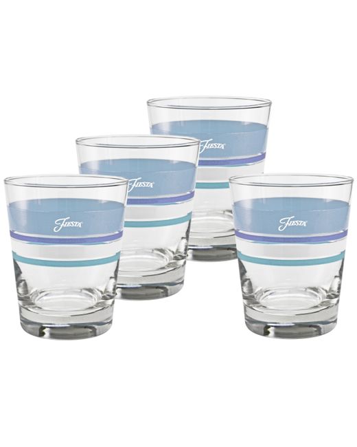 Fiesta Coastal Blues Edgeline 15-Ounce Tapered Dof Double Old Fashioned Glass Set of 4