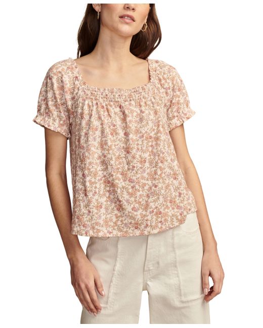 Lucky Brand Cotton Printed Short-Sleeve Top