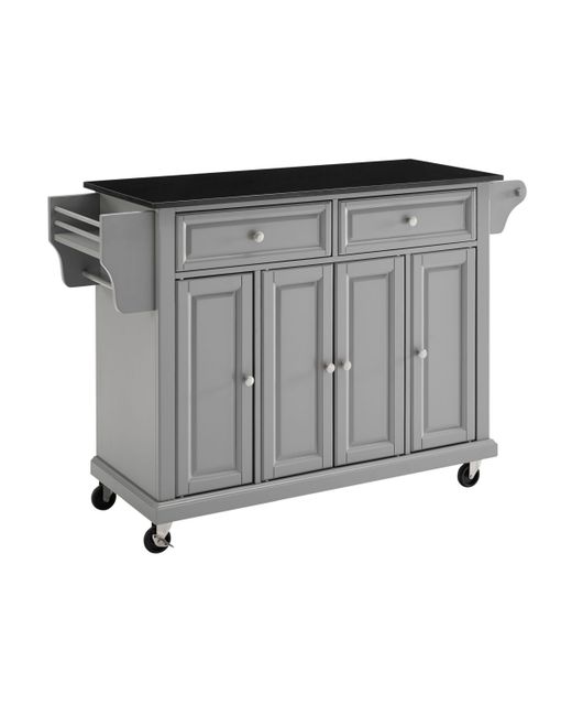 Crossley Solid Black Granite Top Kitchen Cart Island