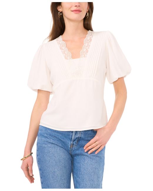 Vince Camuto Lace-Trim Puff-Sleeve Top