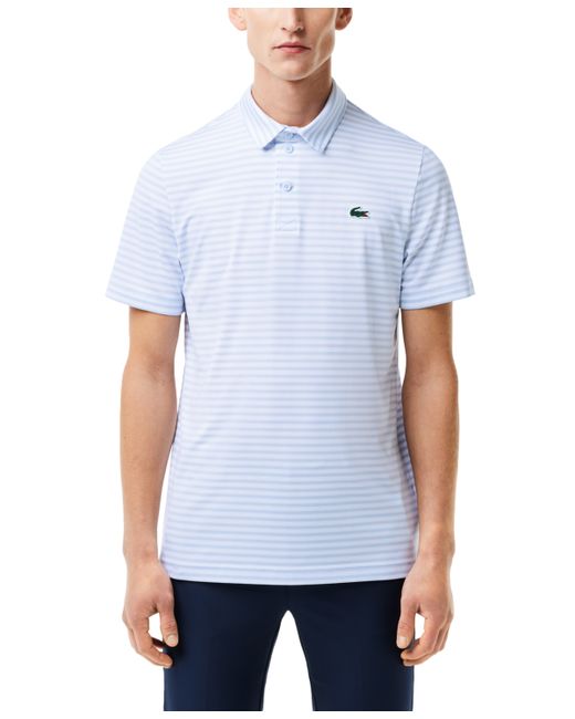 Lacoste Short Sleeve Striped Performance Polo Shirt blanc