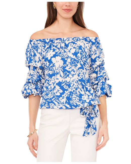 Vince Camuto Off The Shoulder Bubble Sleeve Tie Front Blouse