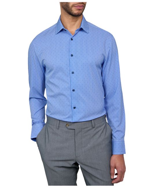 Construct Recycled Slim Fit Stripe Dot Performance Stretch Cooling Comfort Dress Shirt
