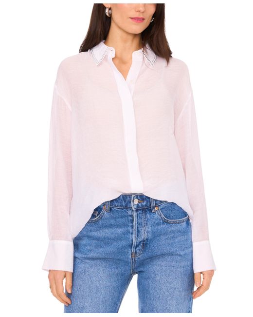 Vince Camuto Embellished-Collar Button-Front Top