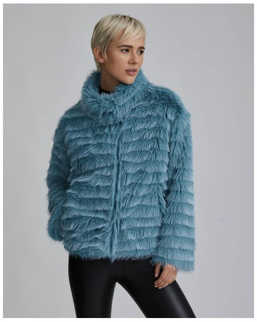 Nvlt Wave Textured Faux Fur Stand Collar Jacket