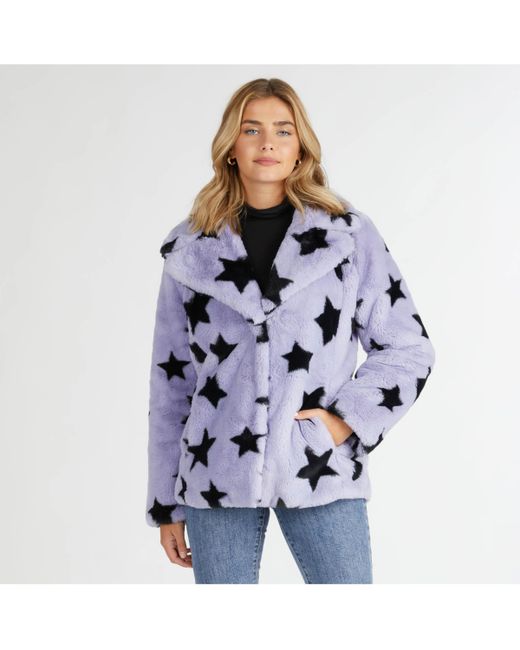 Nvlt Short Pile Faux Fur Star Print Jacket