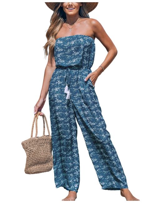 Cupshe Ditsy Tube Top Straight Leg Jumpsuit