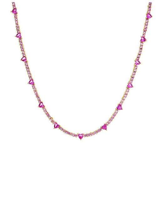 By Adina Eden Cubic Zirconia Heart Accented Tennis Necklace