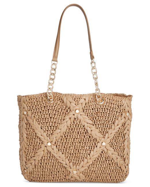 I.N.C. International Concepts Mariahh Studded Extra-Large Woven Straw Tote Created for