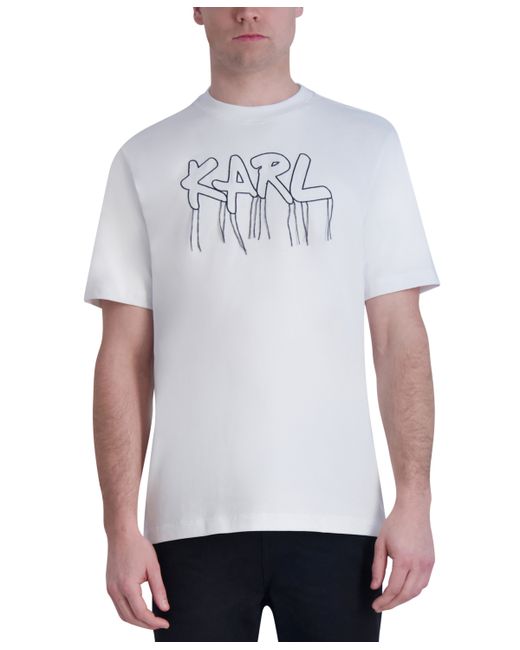 Karl Lagerfeld Slim-Fit Fringe-Trimmed Logo Graphic T-Shirt