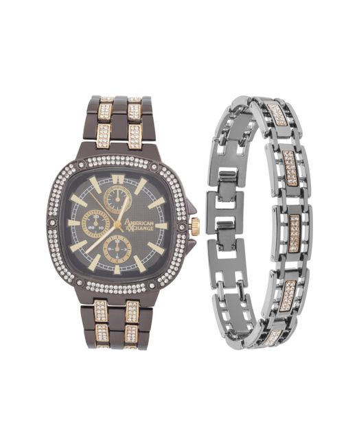 American Exchange Crystal Bracelet Watch 46mm Gift Set