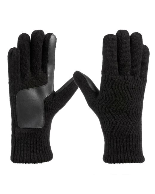 ISOTONER Signature Lined Water Repellent Chevron Knit Touchscreen Gloves