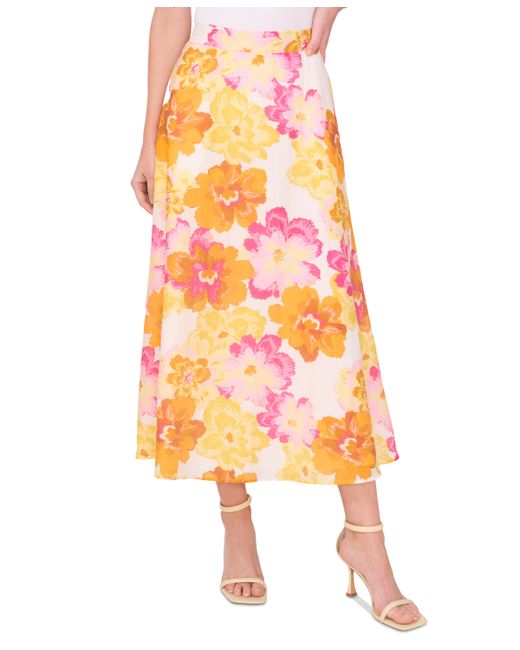Cece Floral A-Line Midi Skirt
