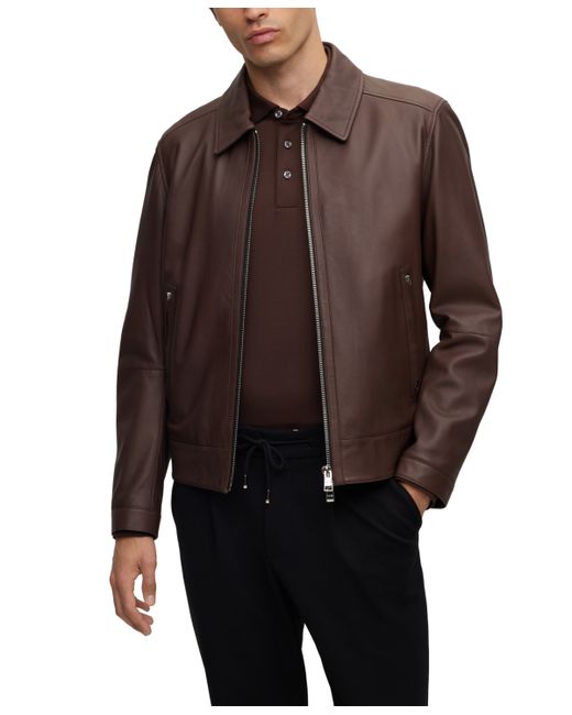 Hugo Boss Boss by Two-Way Zip Leather Jacket