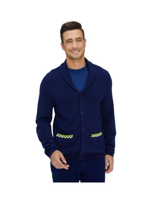 Bellemere New York Bellemere Navy and Green Merino Cardigan