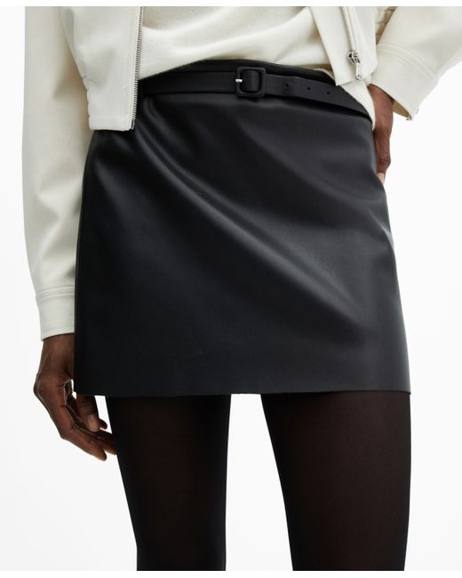 Mango Belted Faux Leather Miniskirt