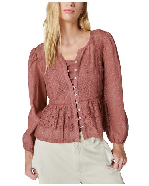 Lucky Brand Lace Date Night Button-Front Top