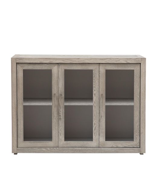 Simplie Fun Wood Storage Cabinet with Tempered Glass Doors Adjustable Shelf