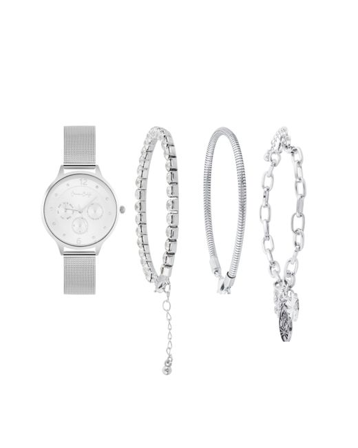 Jessica Carlyle Tone Mesh Metal Alloy Bracelet Watch 36mm Gift Set