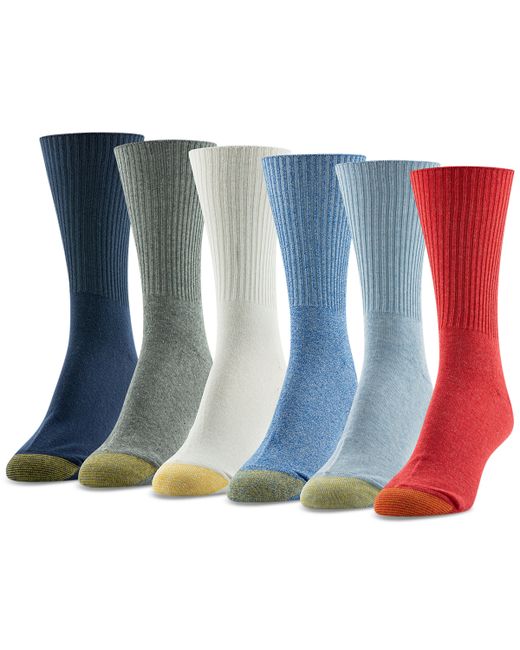 Goldtoe 6-Pack Casual Turn Cuff Socks White Blue Pack