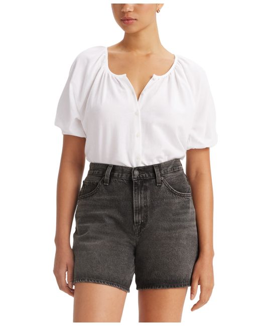 Levi's Leanne Button-Front Puff-Sleeve Top