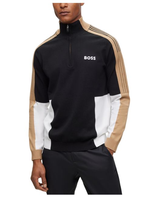 Hugo Boss Boss by Colour-Blocked Zip-Neck Sweater