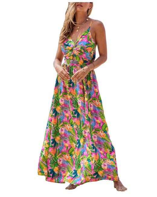 Cupshe Tropical Floral Twist Keyhole Maxi Beach Dress