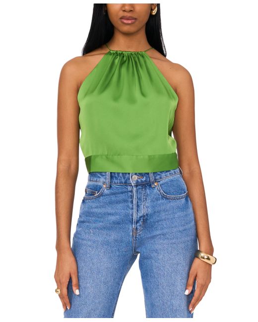 1.State Sleeveless Tie Back Gathered Neck Halter Top