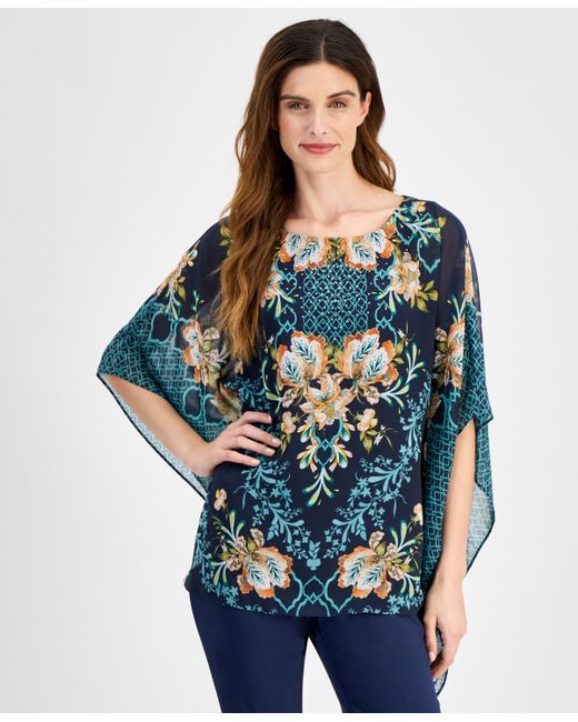 Jm Collection Printed Poncho Top Created for