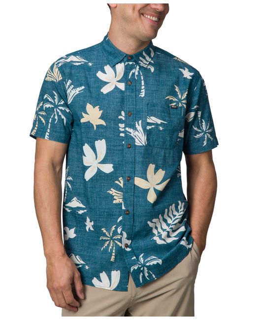 Reef Mens Watson Short Sleeve Button-Front Tropical Shirt