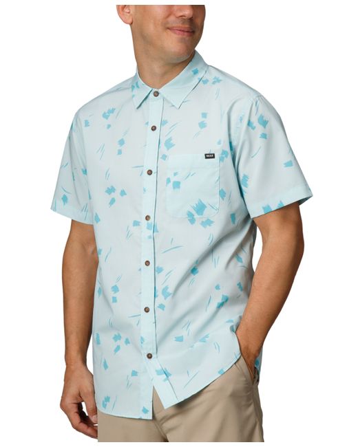 Reef Mens Colton Short Sleeve Button-Front Perforated Printed Shirt
