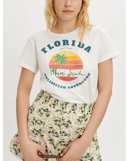 Maje Womans cotton Silkscreen-printed FLORIDA T-shirt for Spring/Summer Small in