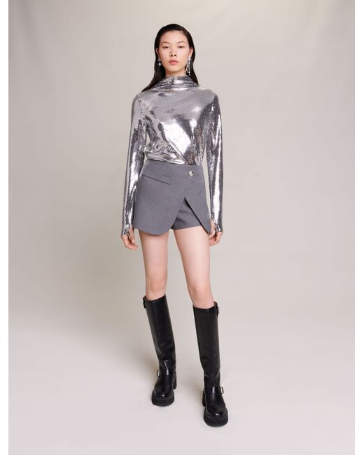 Maje Womans polyamide Glittery top for Fall/Winter Small in Grey