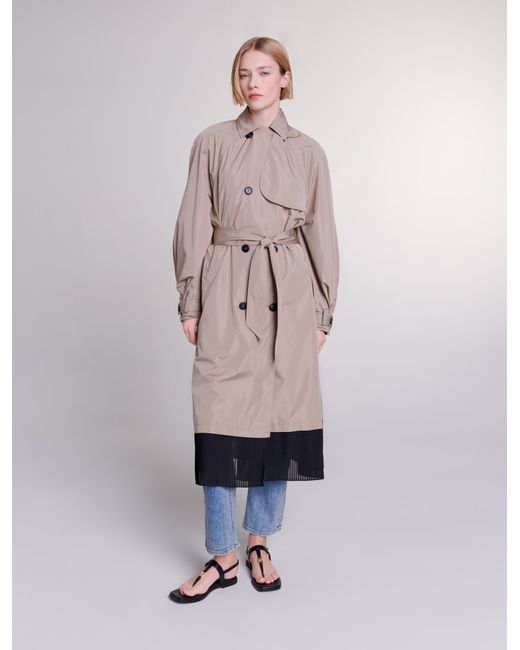 Maje Womans polyester Yoke Contrast trench coat for Spring/Summer Coats-