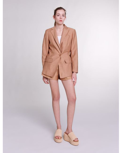 Maje Womans linen Linen suit jacket for Spring/Summer Blazers Jackets-
