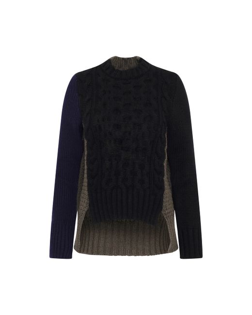 Sacai Wool Knit Sweater Black BLACK
