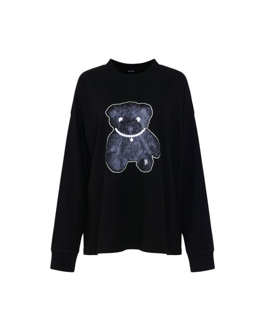 We11done Pearl Necklace Teddy Long Sleeve T-Shirt