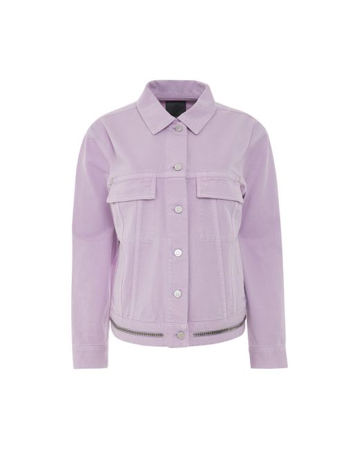 Givenchy Oversized Trucker Denim Jacket with Zip Lilac LILAC