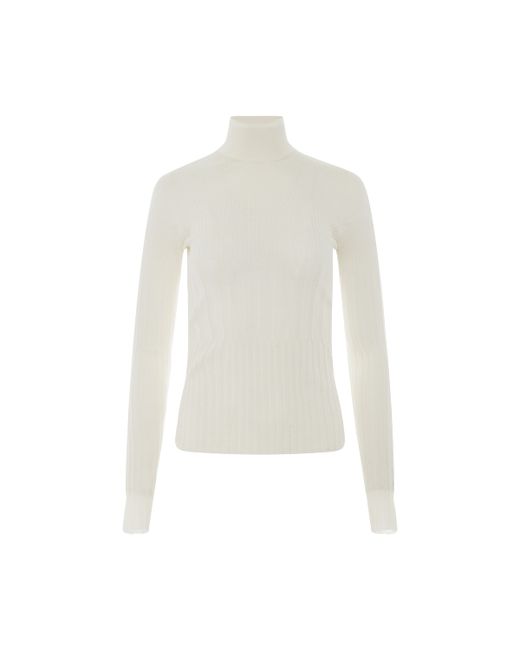 Givenchy Long Sleeve Cyclist Neck Ribbed Sweater Ivory IVORY