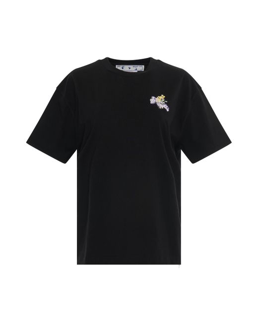 Off-White Embroidered Flower Arrow Casual T-Shirt Black/Multicolour BLACK/MULTICOLOUR