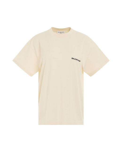 Balenciaga Back Logo Medium Fit T-Shirt Cream/Black CREAM/BLACK