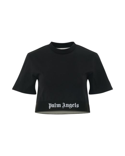 Palm Angels PA Logo Tape Cropped T-Shirt Black BLACK