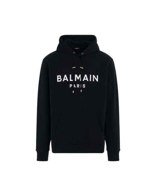 Balmain Logo Printed Hoodie Black BLACK
