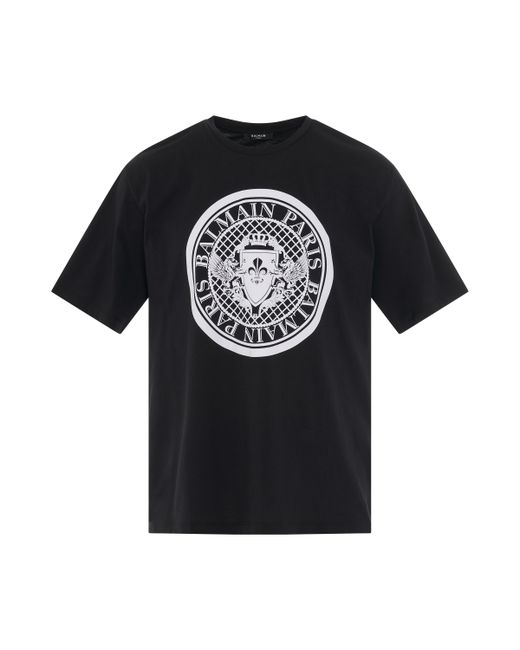 Balmain Coin Flock Straight Fit T-Shirt Black BLACK