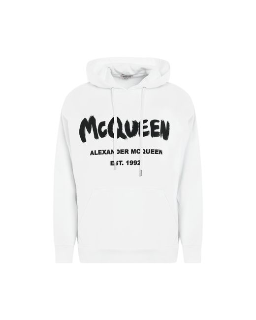 Alexander McQueen Graffiti Logo Print Hoodie Black BLACK