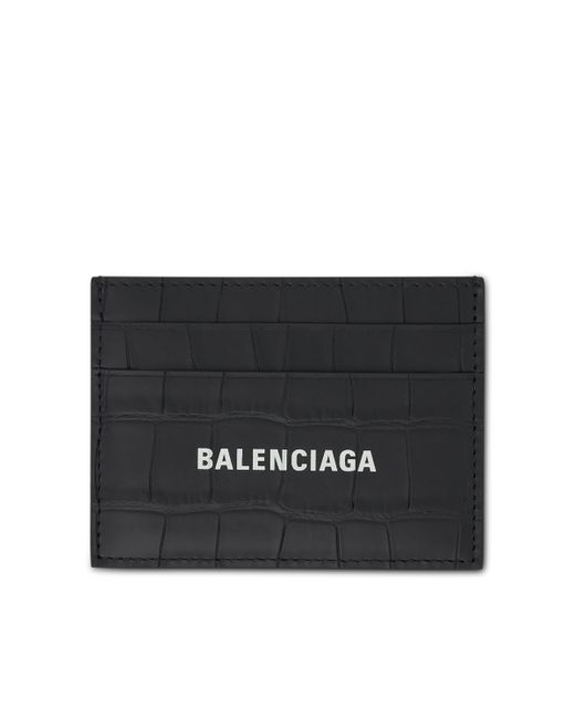 Balenciaga Croco Calf Leather Cash Card Holder Black BLACK OS