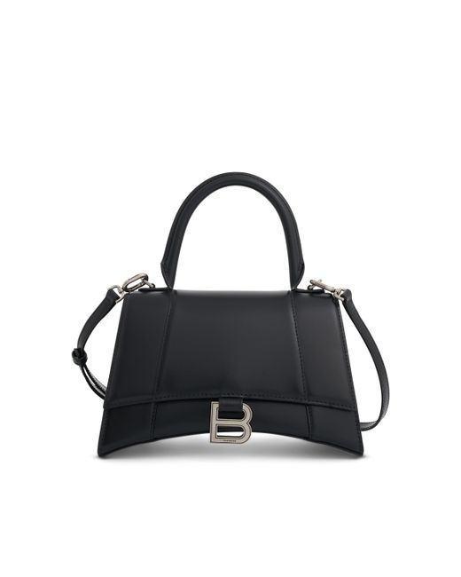 Balenciaga Hourglass Small Handbag Box Calfskin Black with Plaque BLACK OS
