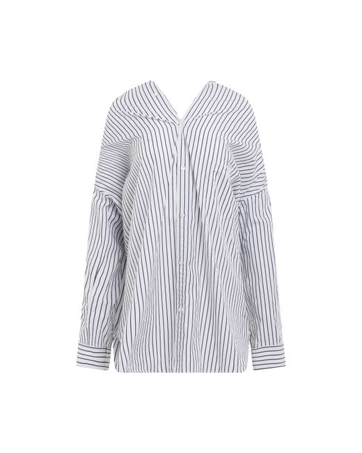 Balenciaga Knotted Vareuse Shirt White/Navy WHITE/NAVY