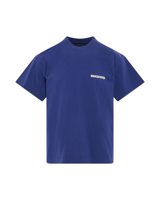 Balenciaga Logo Printed Medium Fit T-Shirt Indigo/Dirty INDIGO/DIRTY