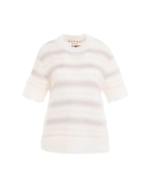 Marni Mohair Wool Striped Sweater Natural NATURAL